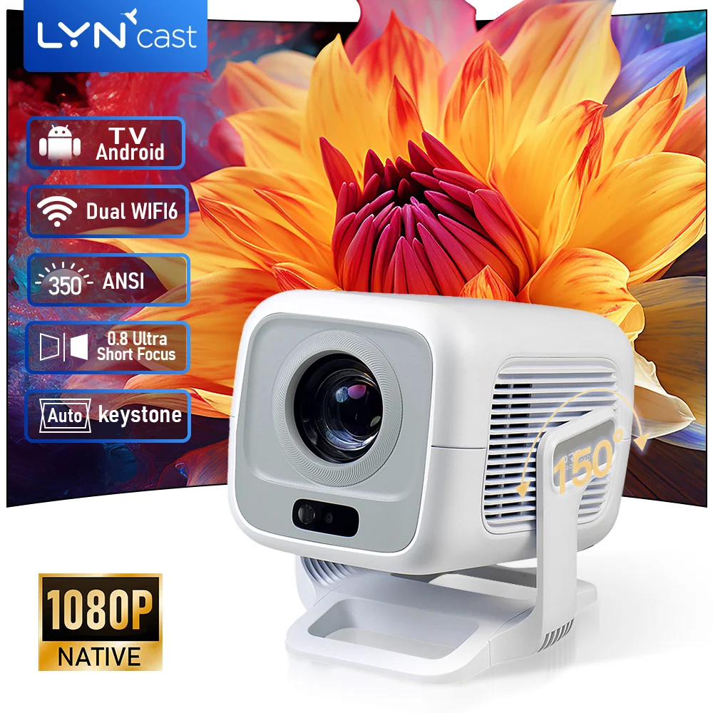 

LYNCAST X3 portable mini Projector 1080P Bluetooth5.0 Supports 4K video with 180 degree rotation
