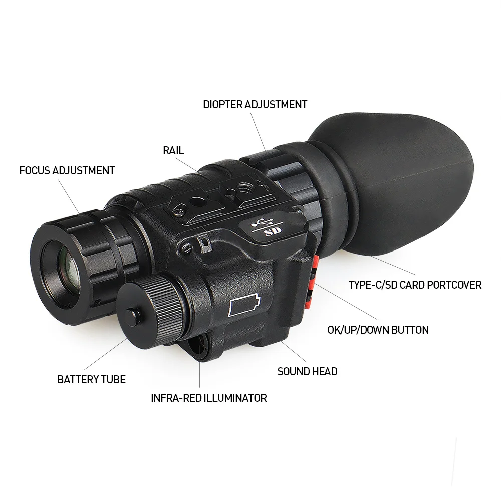 Free Shipping Tactical 1X-8X Digital Night Vision NVM-14 High-Definition  Scope Monocular Infrared Hunting Accessories