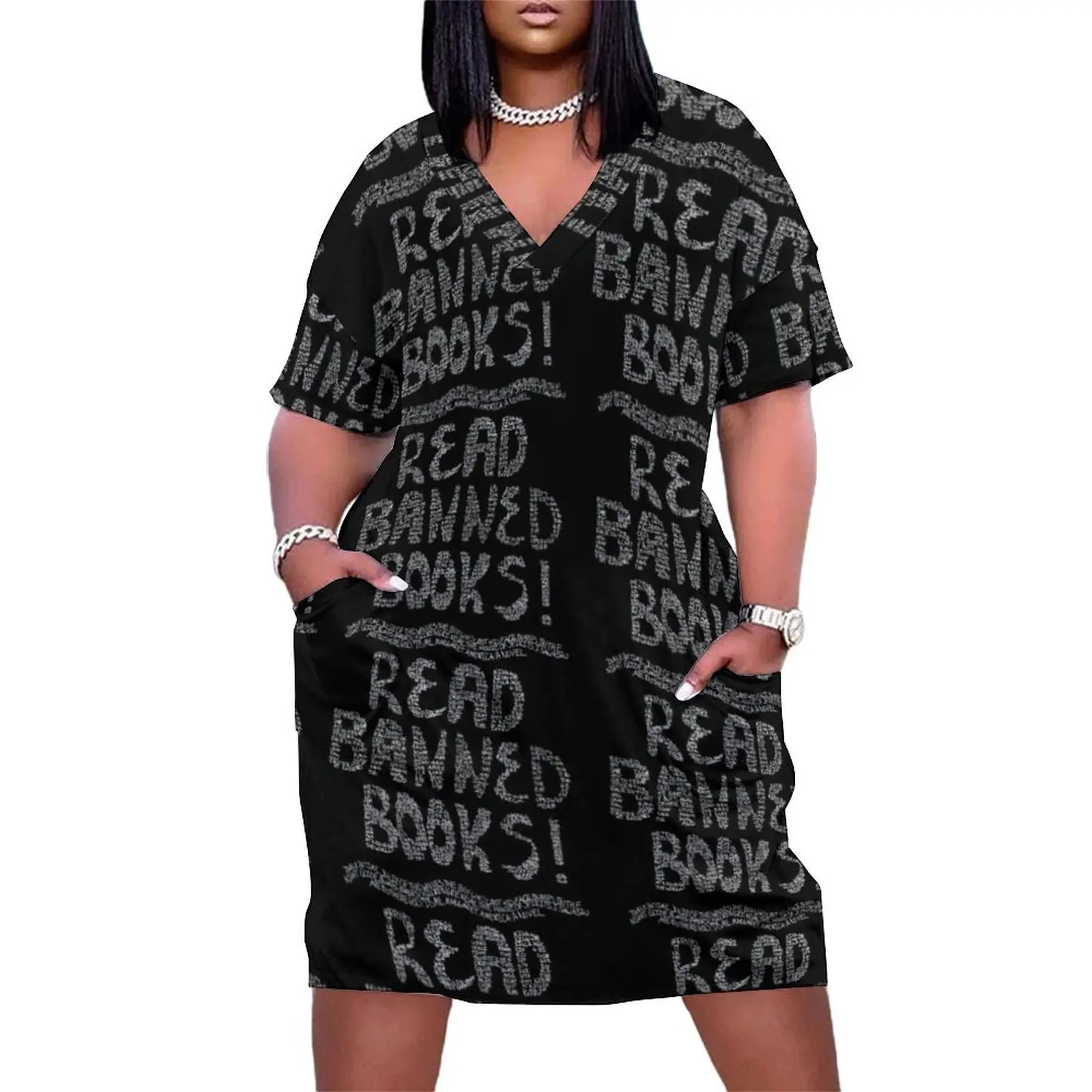 

Read Banned Books Loose Pocket Dress Women's summer long dress long dress women summer