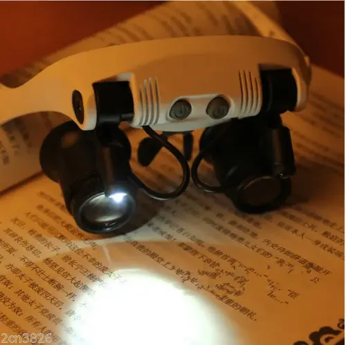 LED Illuminated Headband กล้องส่องทางไกลแว่นขยาย10x 15x 20x 25x สำหรับนาฬิกา PCB ทำงานซ่อมแว่นขยายหัว Loupe