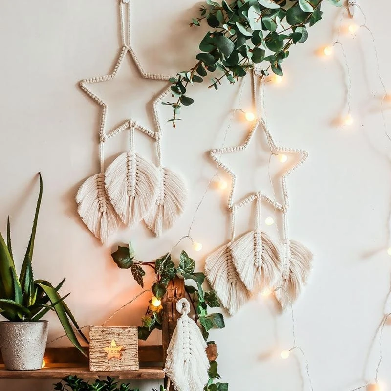 G92C Metal Macrame Star Hoop Handmade Dreamcatcher Circle Ring for Making Home Decor