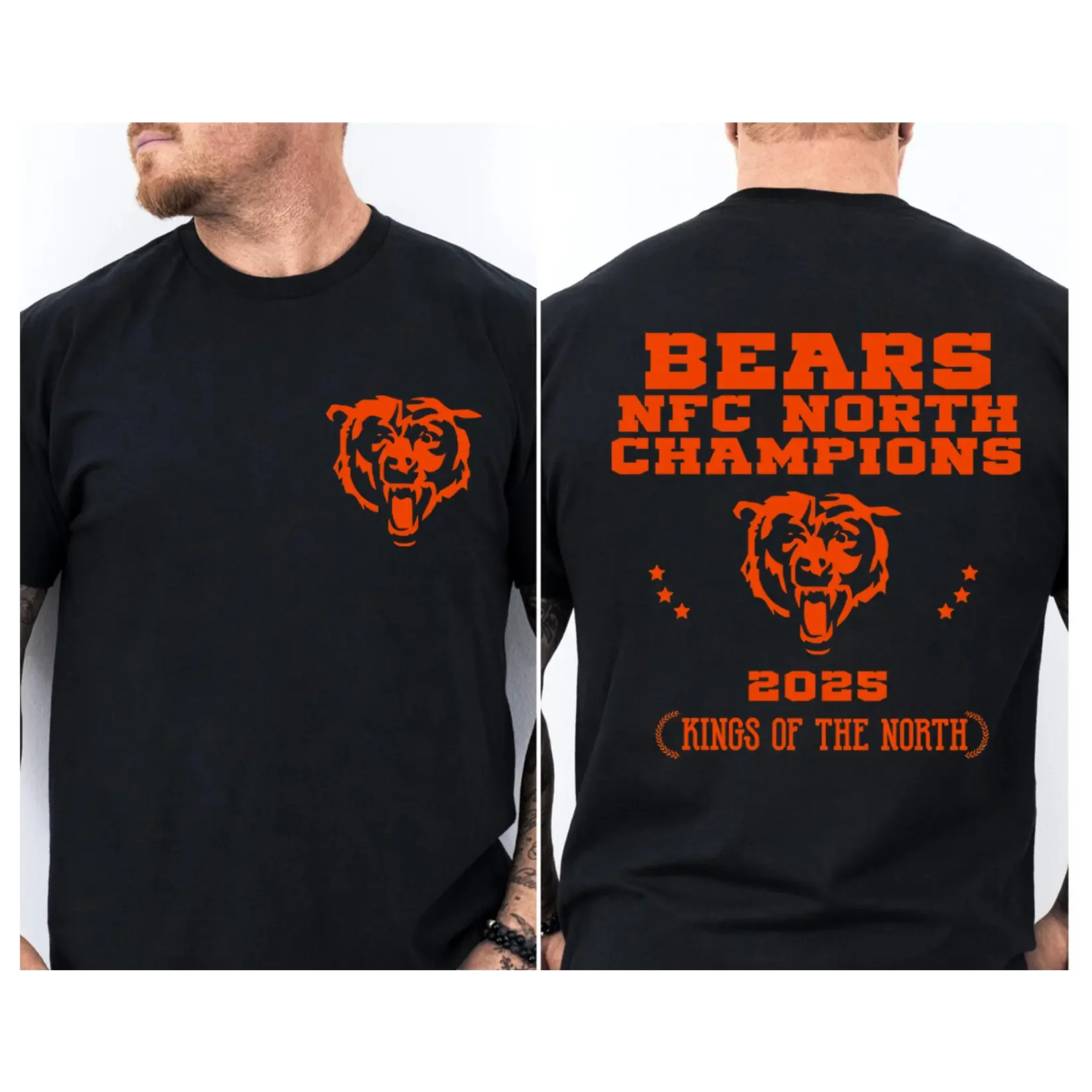 Unisex KINGS OF THE NORTH Football Bear Pride Graphic Tee, 100% Cotton Football Lover Shirt, Team Fan Gift Merch