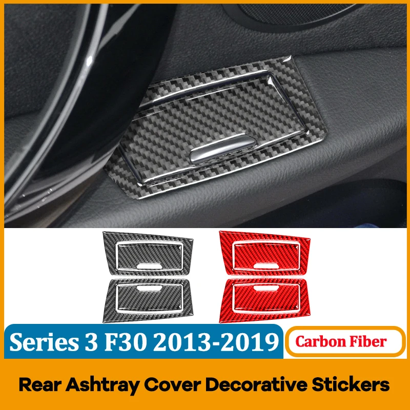 

Real Carbon Fiber Vehicle Rear Ashtray Cover Panel Decorative Stickers for BMW 3 Series F30 2013-2019 Interior Modification