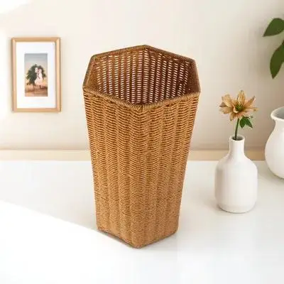 

Artificial Rattan Umbrella Stand Plastic Rainshade Holder Storage Container For Entryway Indoor Home Office Use Large Capacity