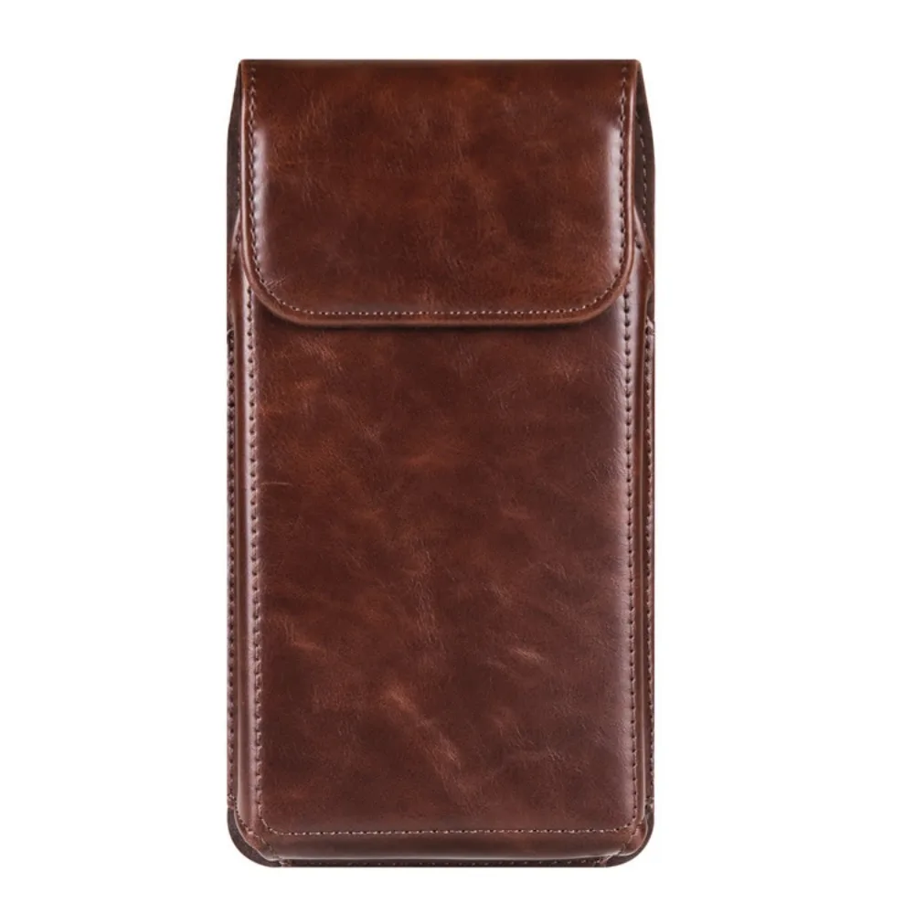Belt Clip Sleeve Cell Phone Holder PU Leather Magnetic Buckle Mobile Phone Pouch Bag Retro Portable Protective Waist Bag