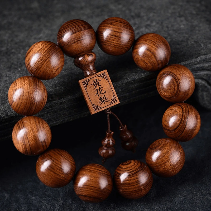 

African yellow rosewood 20mm 12 finely carved beads, ethnic style Buddhist bead bracelet for men and women, collectible treasure