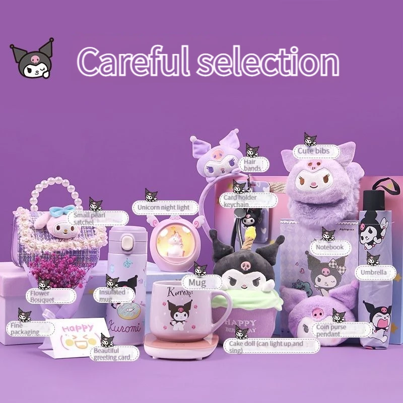 

Sanrio Holiday Student Kuromi Stationary Set Send Girlfriend Birthday Gift Box Christmas Child Student Lovers Gift Cute Cartoon