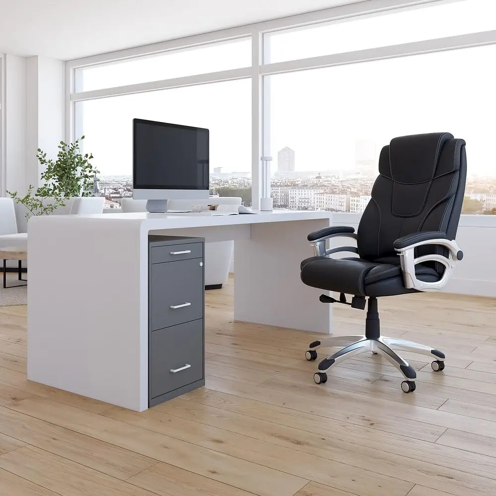 

Вертикальный шкаф для документов с 3 ящиками, для документов формата Letter, с замком и на колесиках, 18,9 глубина x 14,3 ширина x 26,8 высота, цвет угольный