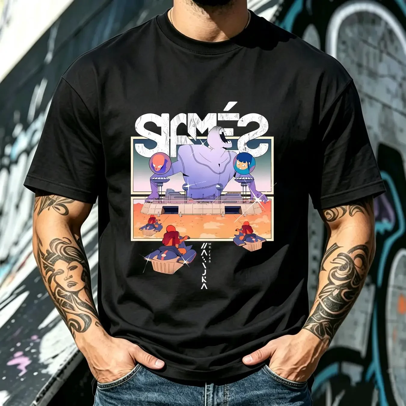 washed T Shirt Siames Mr Fear Bounce Into the Music Cotton S 4XL CB773 vintage Washed Casual Comfortable Stretched streetwear