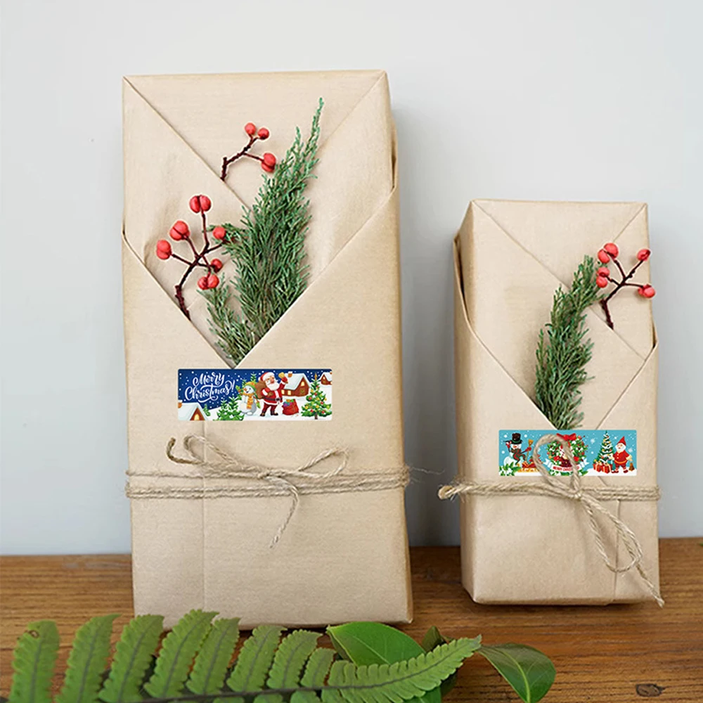 120pcs/roll Merry Christmas Sticker Package Seal Stickers Xmas Tree Snowman Santa Claus Gifts Wrapping Decals Decoration Label