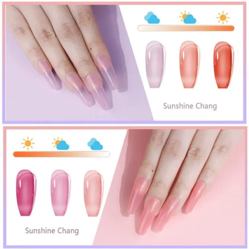 Jelly Nail Polish Gel Trasparent Candy Color Sunshine Changing Glass Gel Nail Art Semi Permanent Soak off Gel Polish Gemstone