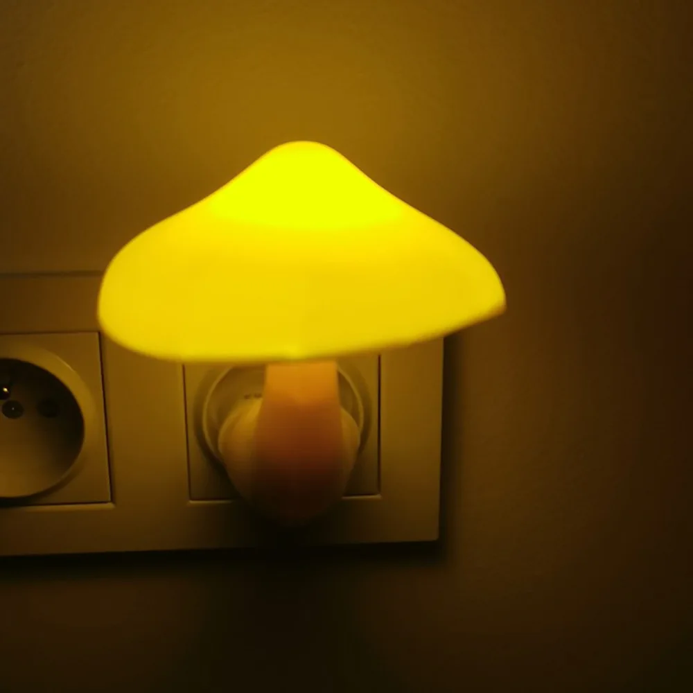 Sensor Mushroom Night Light with LED Warm White Glow,US/EU Plug Wall Socket Bedside Lamp,Dimmable Home Decor for Bedroom Kids