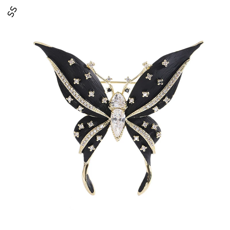 

Advanced Fashion Vintage Black Enamel Butterfly Brooch for Women Personalized Design Coat Decoration Accessories Insect Corsage