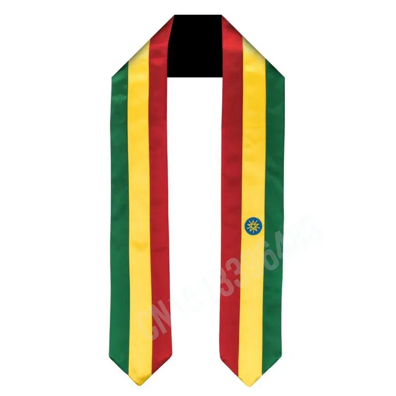 

Ethiopia Flag Scarf Top Print Graduation Sash Stole International Study Abroad Adult Unisex Party Accessory