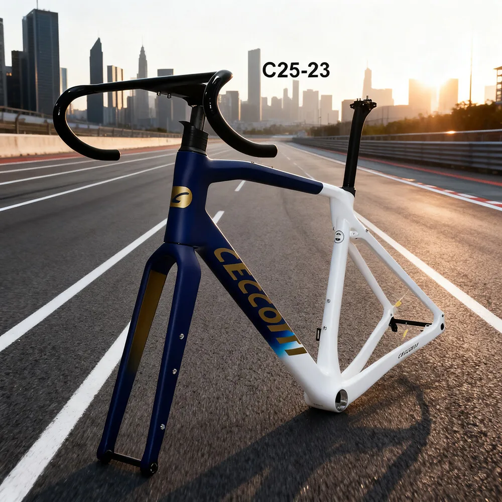 CECCOTTI Full Carbon Fiber Gravel Bike Frameset T47 thread BB and Disc Brake Bike Frame Full Inner Cable Bicycle Frame Gravel