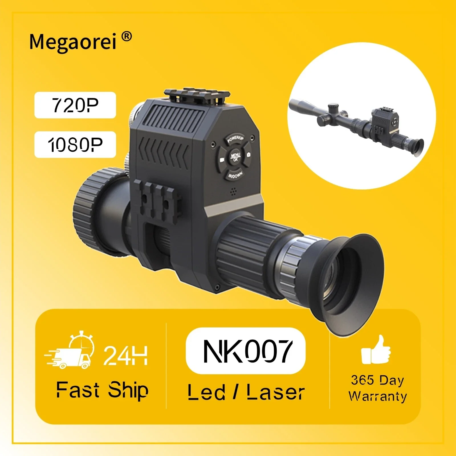 Megaorei Night Vision Scope Monocular Video 200-400M Infrared IR Camera for Riflescope Optical Sight  LED/Laser Hunting Camera