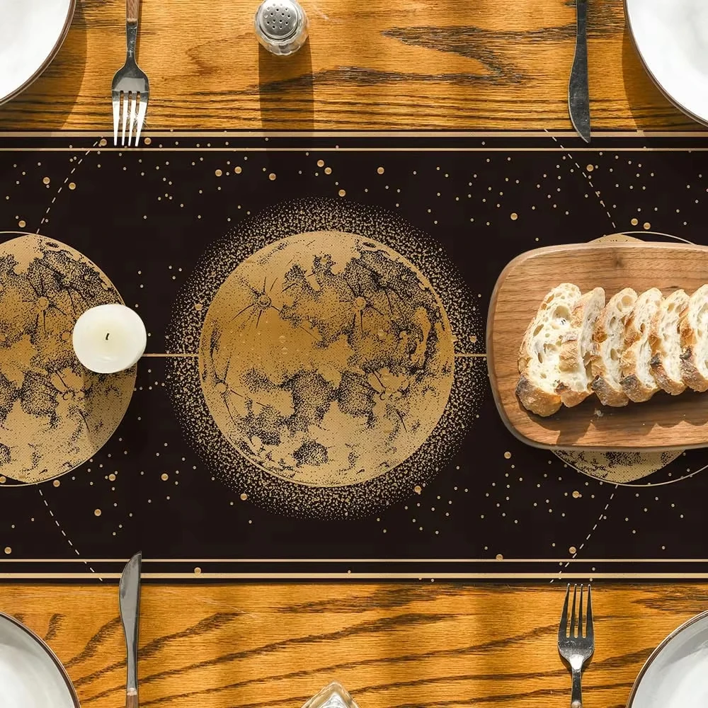 Astrology Moon Magic Linen Table flag Dresser Scarves Decor Mystical Gothic Kitchen Dining Table Runner Holiday Party Decor