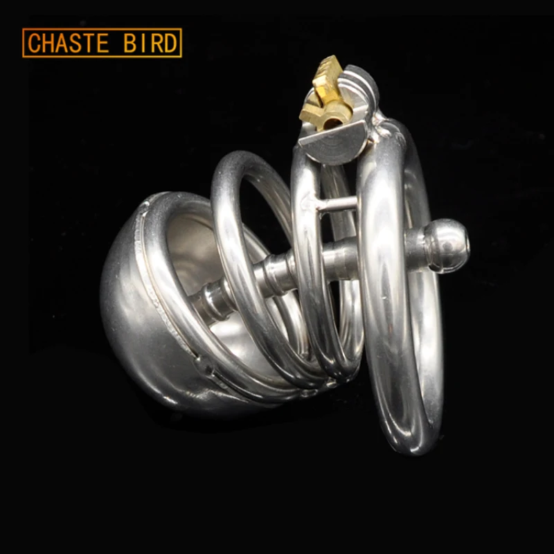 Chaste Bird Stainless Steel Male Chastity Device with Catheter,Cock Cage,Virginity Lock,Penis Ring,Penis Lock,Adult GameA219