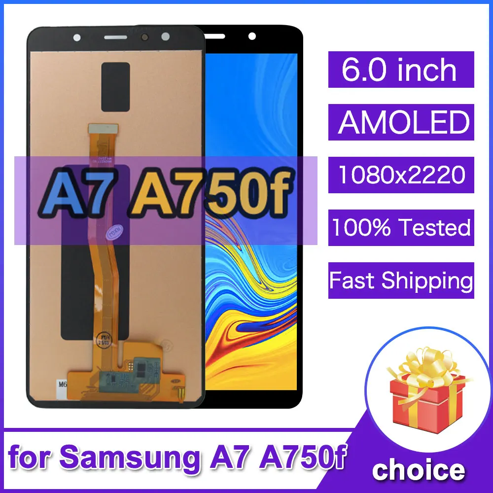 100% Tested LCD for Samsung Galaxy A7 2018 LCD Display Touch Screen Digitizer for Samsung A750F A750G A750X Phone LCD With Frame