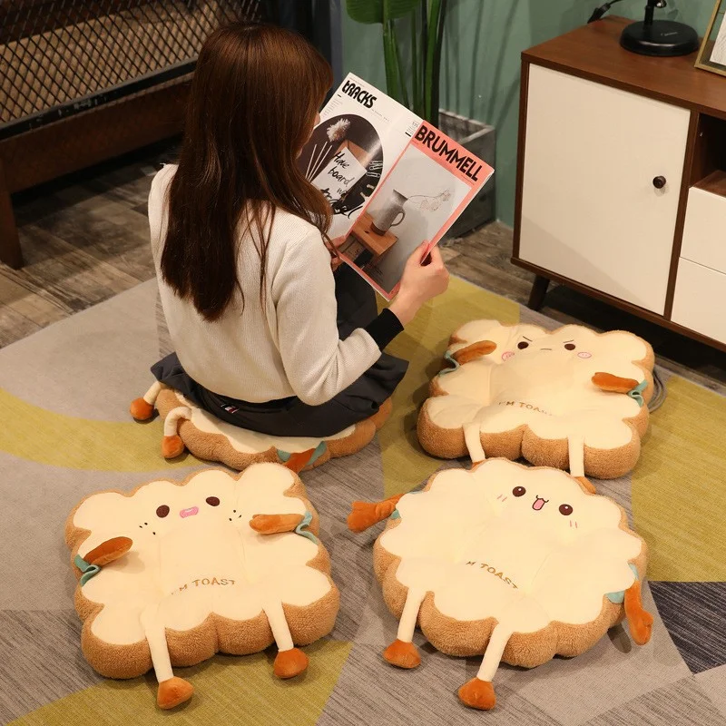 Simulation Bread Toast Cushion Stuffed Memory Foam Pillow Sofa Chair Decor Seat Cushion Cute Student Chair Pad