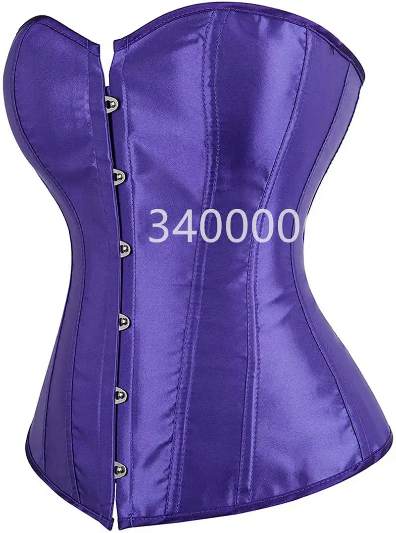 Caudatus Purple Corset Top For Women Bustiers Overbust Satin Sexy Lace Up Corselet Brocade Vintage Style Korsett Plus Size