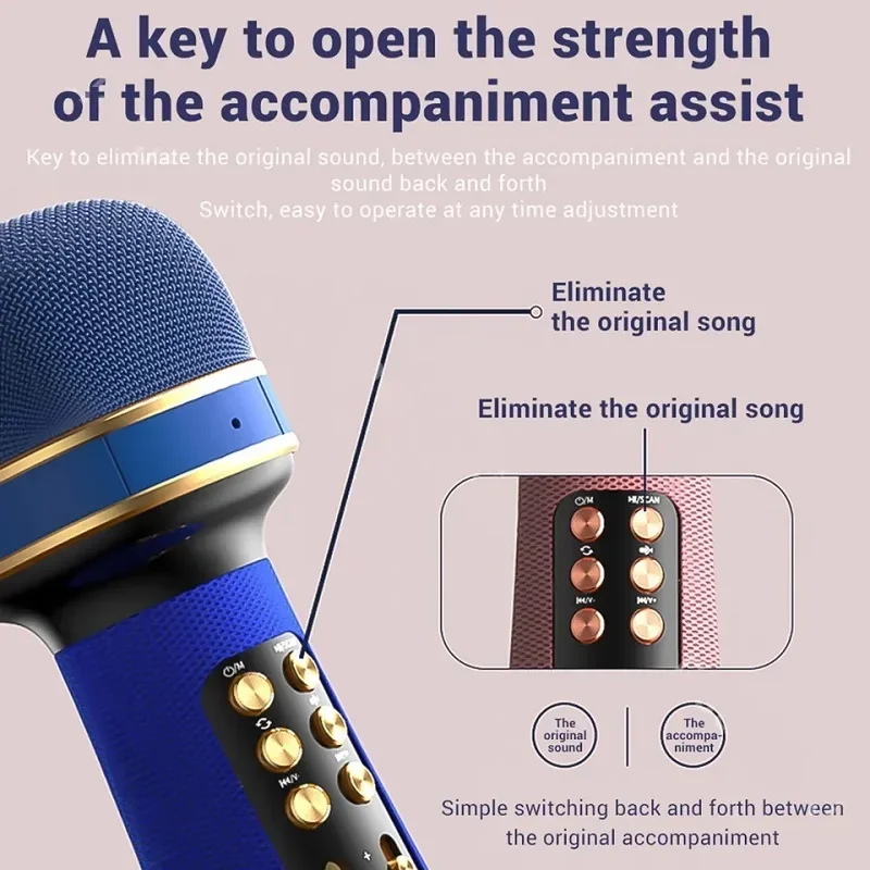 New Professional Wireless Bluetooth Karaoke Microphone Portable Music Sing Mic Voice Changing Audio Speaker Player Accessory