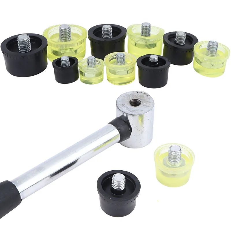 1Pair Double Face Tap Rubber Hammer Head 25/30/35/40/45mm Yellow Black Hammer Replacement Striking Head Install Hammer Accessori