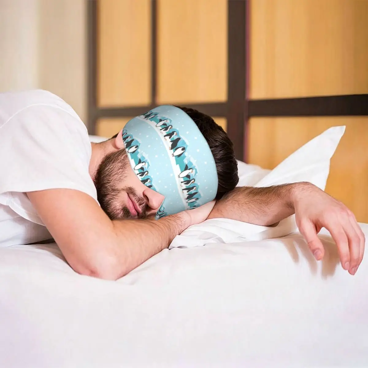 Penguin Waddle In The Snow sleep eye mask Light Blocking Portable Eye Cover for Girls Boys Office Nap Party Eyeshade eyepatch