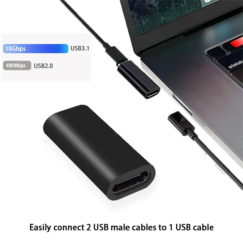 USB C Female to Female Adapter USB C 3.1 Coupler for Connecting Two Type C Cable, for Phone Tablet and Extension Connecto