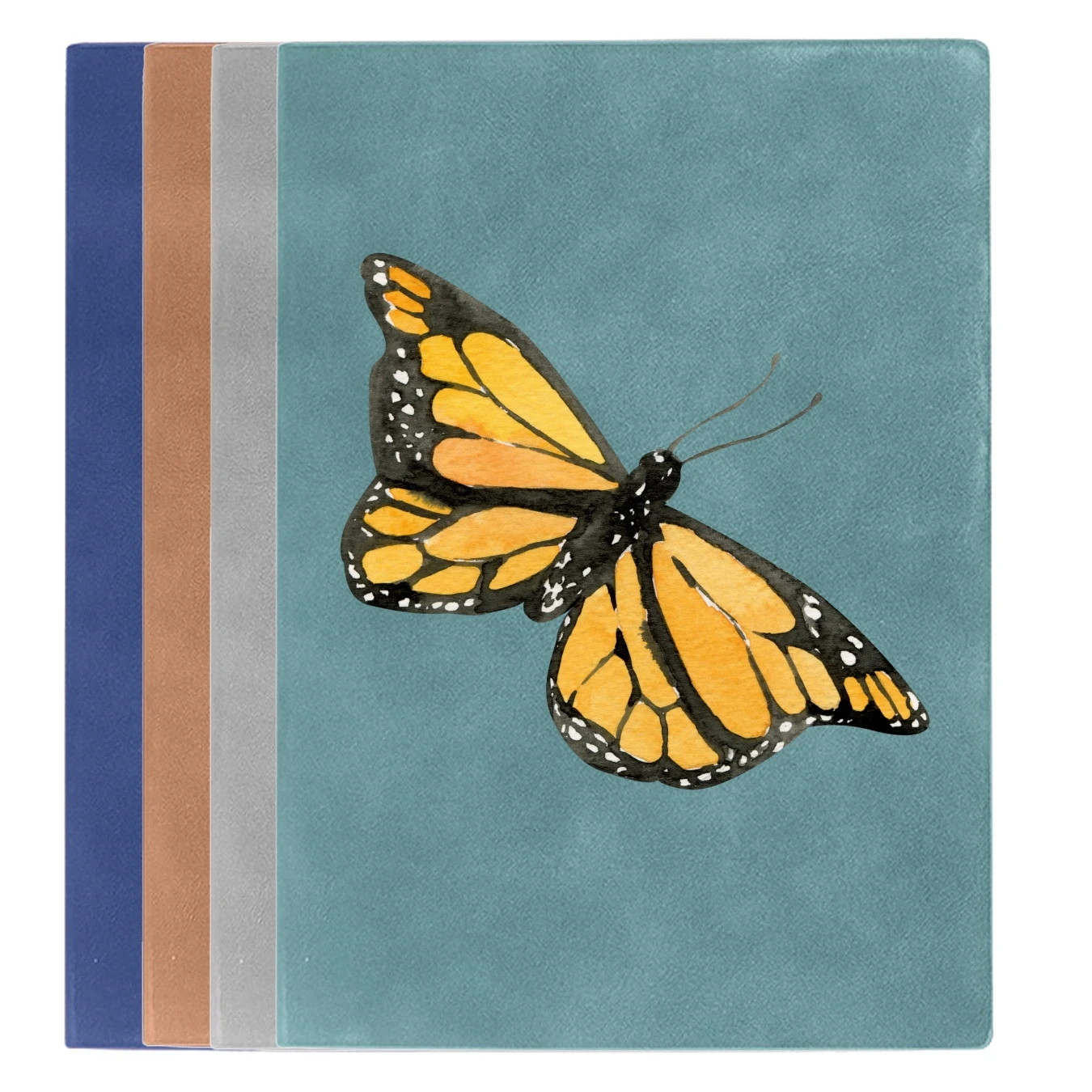 Vintage A5 Leather Notebook with Watercolor Butterfly Pattern, Journal Diary for Office, School, Gift, Meeting, Personal Planner