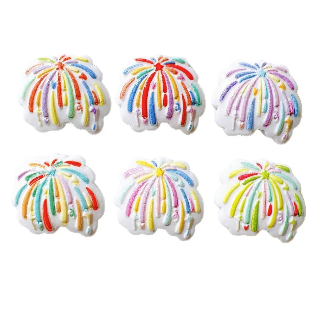 10pcs Cute Cartoon Kawaii Rainbow Firework Charm Flat Back Resin DIY Scrapbooking Cabochons Embellishment Decoration Accessories