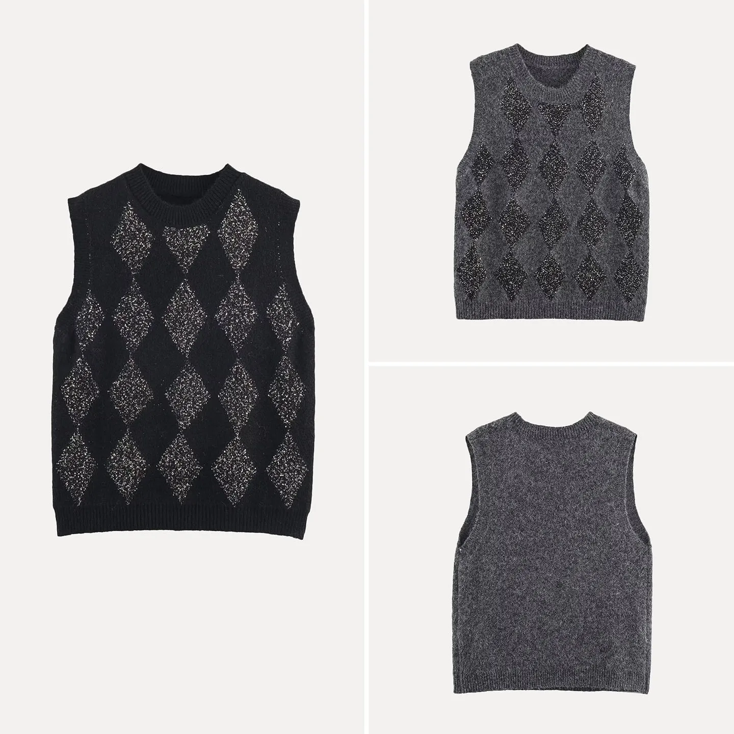 سترة نسائية محبوكة جديدة لخريف 2025، مناسبة للعمل، بنمط ماسي لامع، متعددة الاستخدامات وعصرية وذات طابع شخصي #3