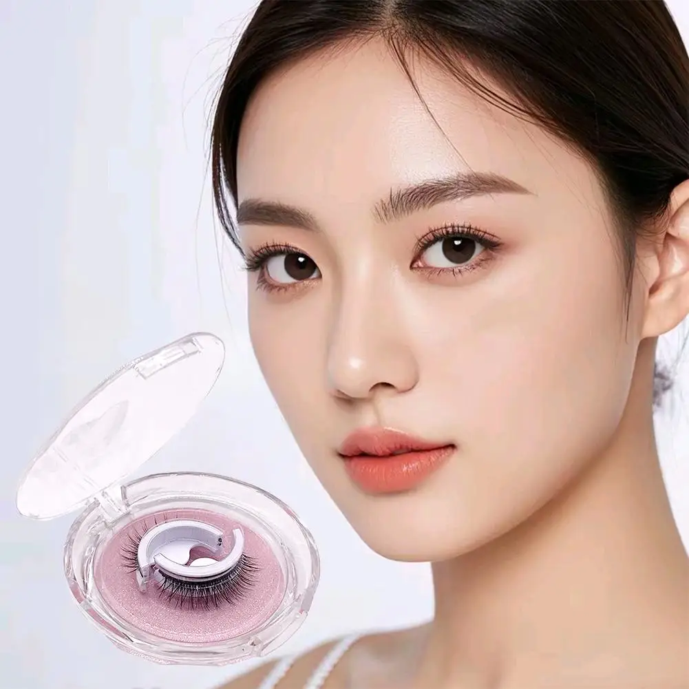 Wiederverwendbare selbstklebende falsche Wimpern, kleberfrei, natürliche falsche Vollverlängerungswimpern, flauschige Streifenwimpern D7M4