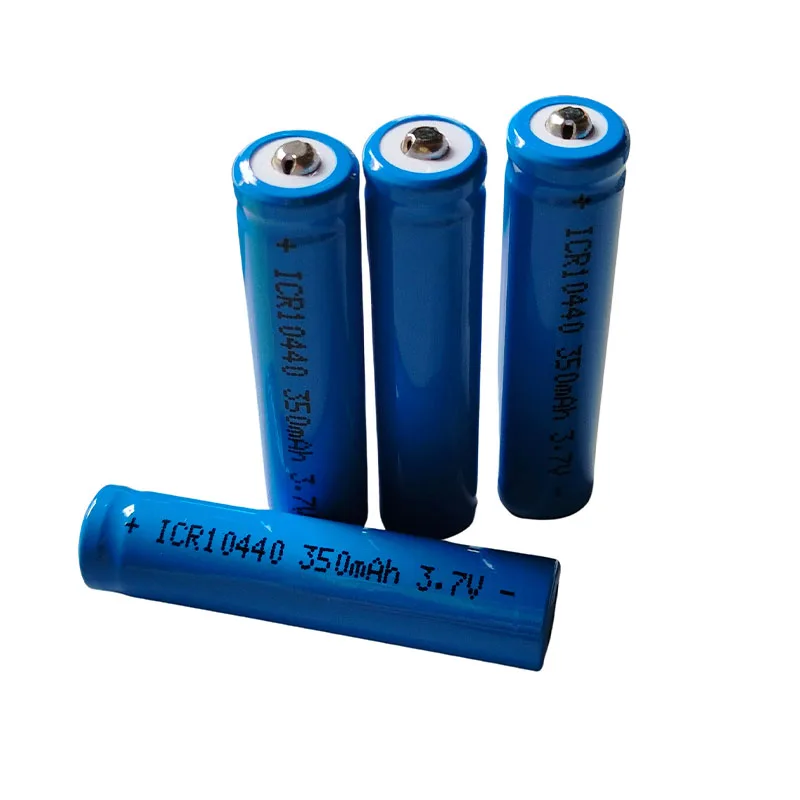 10440 AAA Size 3.7V 350mAh ICR10440 batteria ricaricabile agli ioni di litio con punte a bottone per torcia