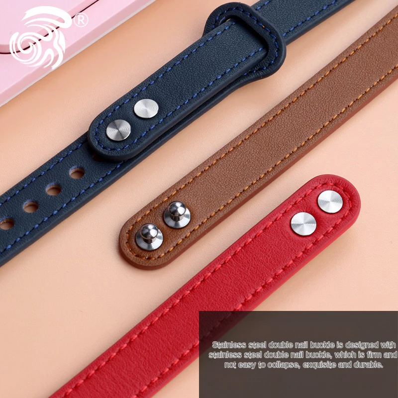 For New Garmin Watch Lily 2 Girls 14mm Genuine Leather Strap Lily2 Instagram Style Fashionable Loop Buckle Cowhide Watch Chain