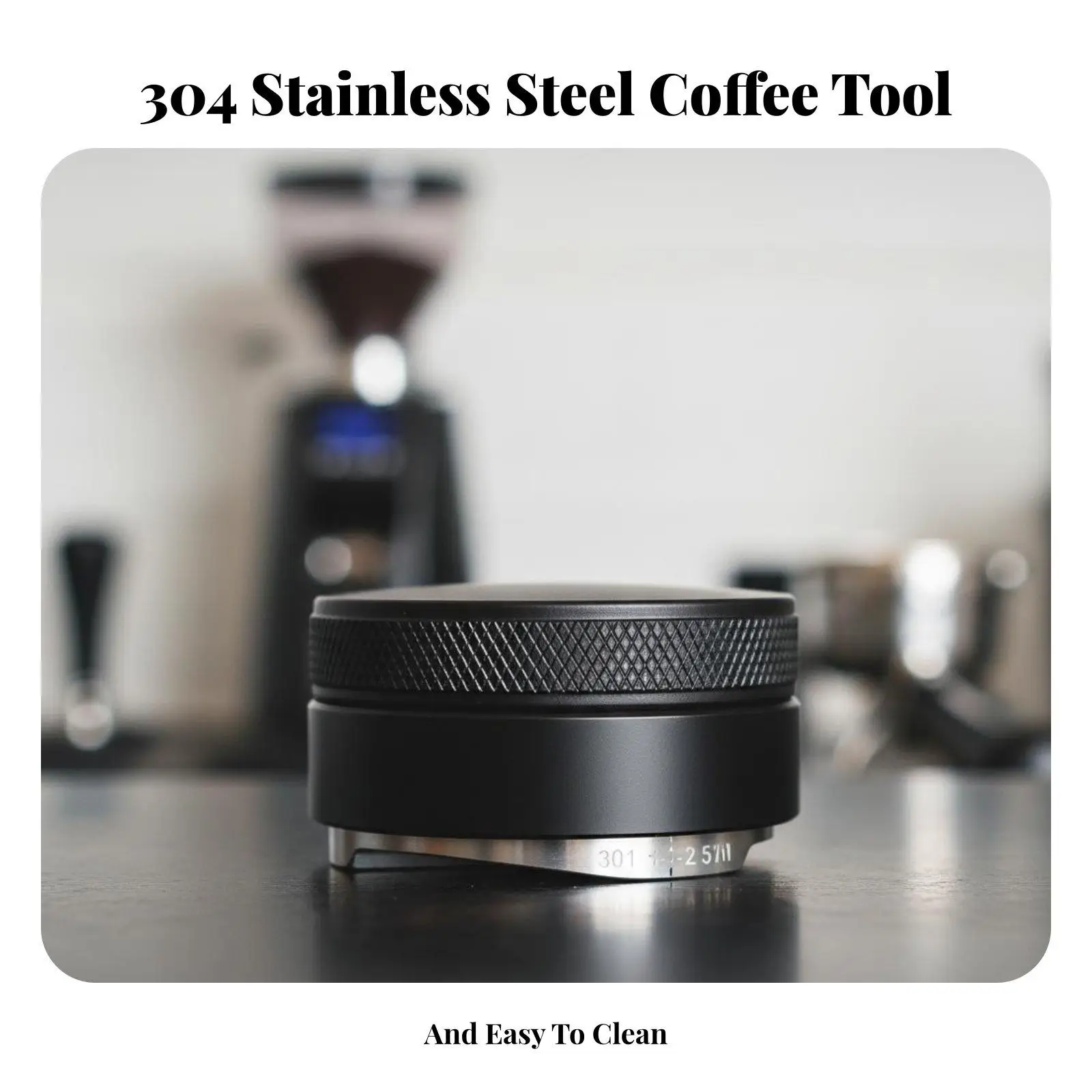 Professional Coffee Tamper Leveling Tool Stainless Steel Base Adjustable Depth for Espresso Making