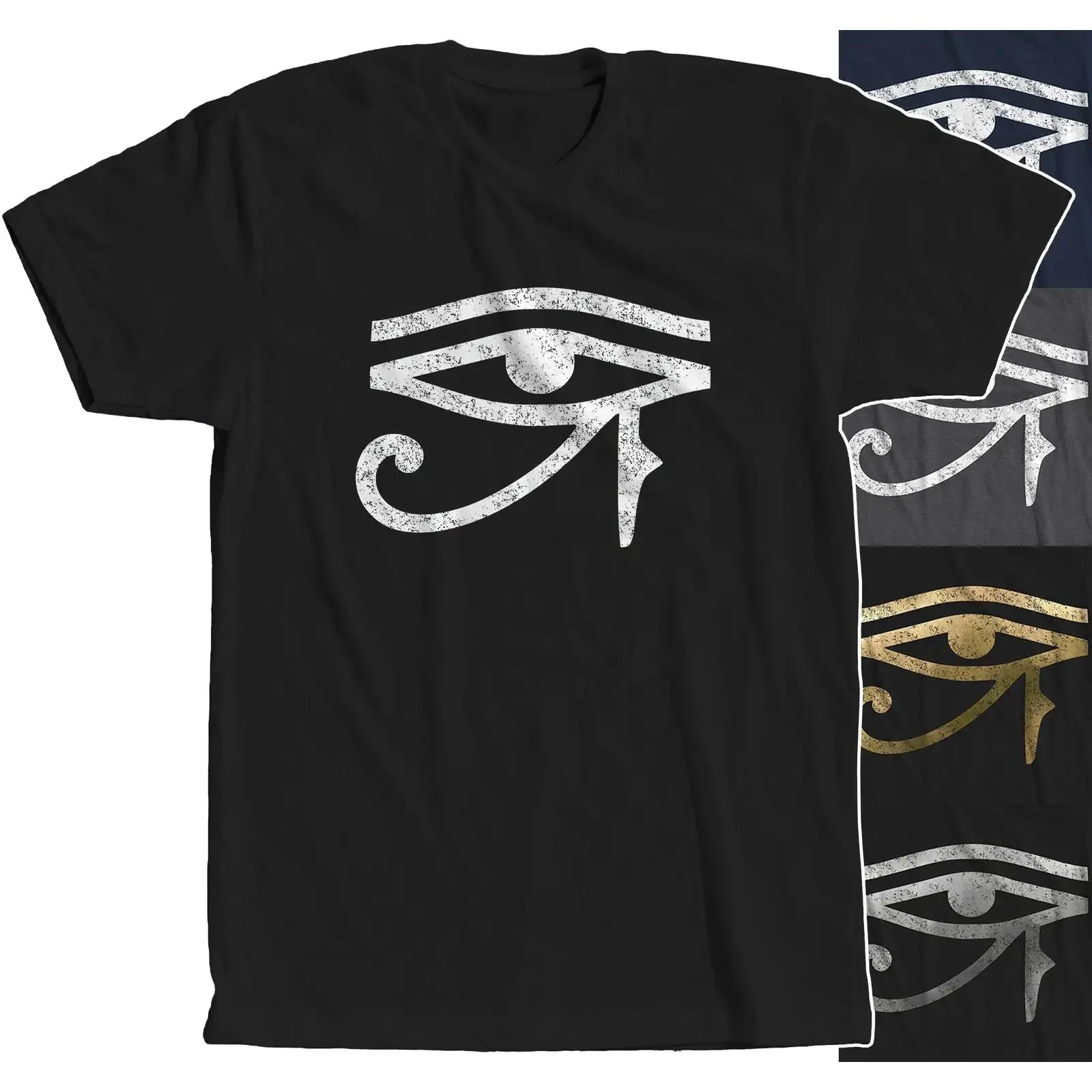 Eye of Ra T Shirt Horus Ancient Egypt Magical Symbol Health Pharaoh Mystic Retro vintage Washed Casual homme Stylish streetwear