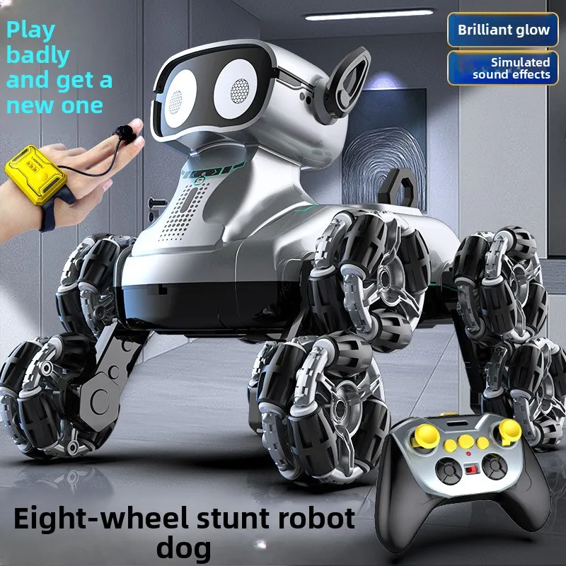 LightSmart Wireless Robot Dog Electric Remote Control Car 8-Wheel Gesture Sensing Children's Toy for Birthday Gift RC Vehicle