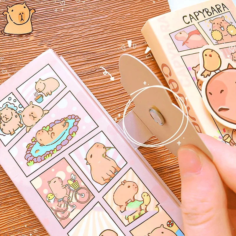 16 pcs/lot Creative Capybara Memo Pad Sticky Notes Cute 3 Folding Notepad Stationery Label Post Office School Supplies