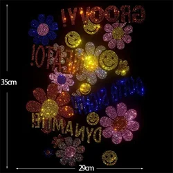 Popular online super flash sunflower hot stamping star same heavy industry hot drilling clothing accessories large patch