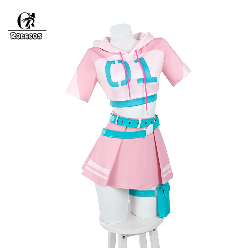 

ROLECOS Original 2025 Fortnit Cosplay Costume Racing Suit Halloween Women Outfit Top Skirts Socks with Hat