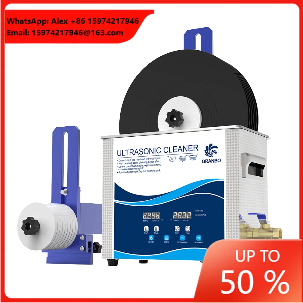 GRANBO Brand Lp Vinyl Record Ultrasonic Cleaner Bath 40KHz With Alloy Records Bracket 6l Ultrasone Record Cleaner
