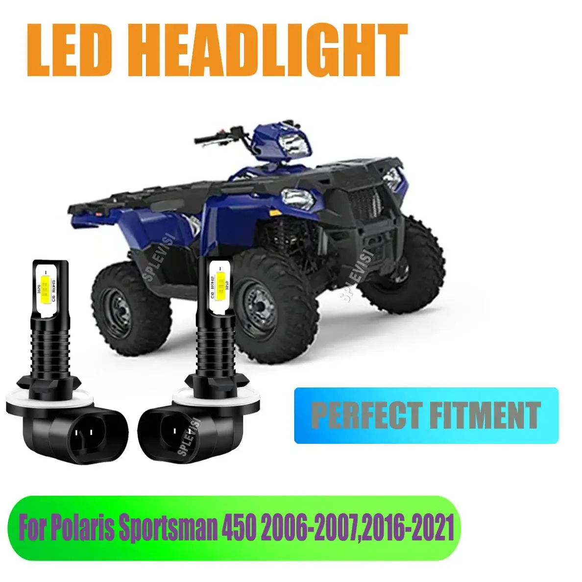 

LED White Headlight Bulbs -OEM Part Number:4011066, 4030048,401025 For Polaris Sportsman 450 2006-2007,2016-2021