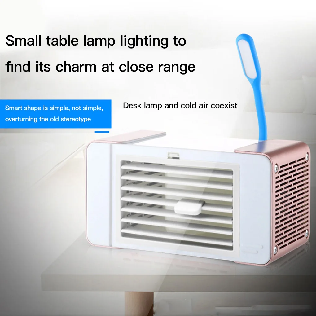 Mini Desktop Fan with LED Light Home Office Portable USB Powered Air Cooling Humidifier Fan, White