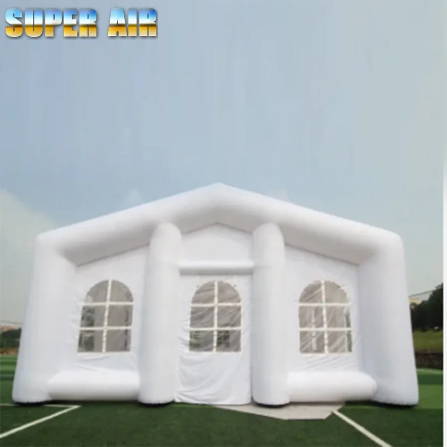 Venda quente de uso ao ar livre personalizável branco dobrado ombro multi porta janela barraca inflável com ventilador