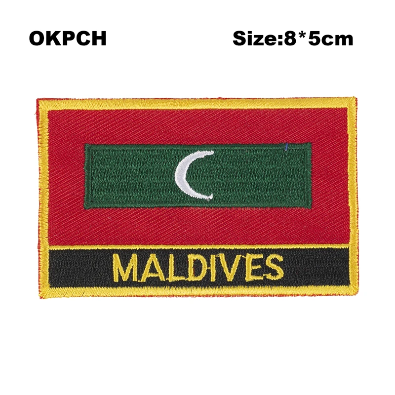 Maldives Flag Embroidery Patches Iron on Saw on Transfer patches Sewing Applications for Clothes in Home&Garden