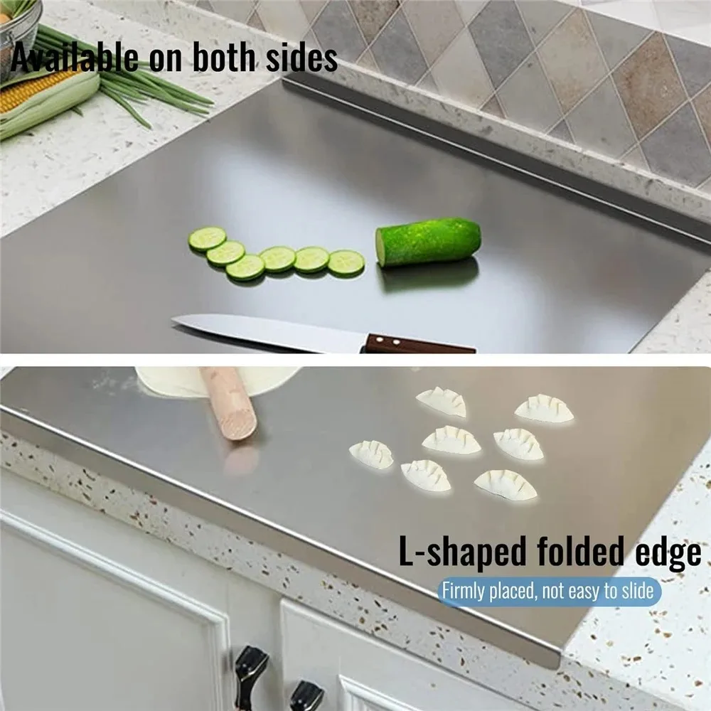 With Lip Stainless Steel Cutting Board Rectangular Anti-Slip Cutting Chopping Boards Easy Clean Anti-mildew Home Chopping Board