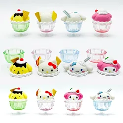 Sanrio Characters Cup Figures Pom Pom Purin My Melody Cinnamoroll Hello Kitty Cut Figurine Table Ornaments Kids Gifts