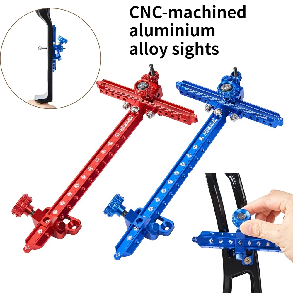 Archery Adjustable Bow Sight CNC-Machined Aluminium Alloy for Compound /Recurve Bow Outdoor Hunting Shooting Accessories