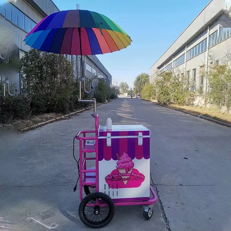 

Commercial Frozen Ice Cream Display Cart Trailer Mobile Hand Push Carts for Ice Cream